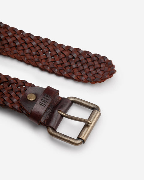 Dark Brown Braided Leather Belt by Biba