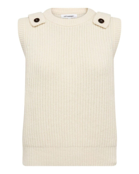 Ecru Ribbed Tank by Co Couture