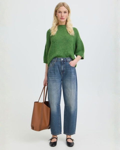 Mid Blue Vintage Wash Barrel Jean by B.Young