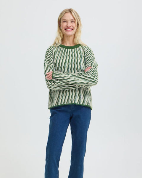 Olive Green Geometric Jumper by B.Young