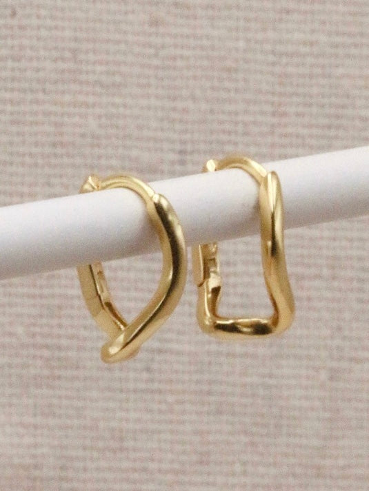 Gold Abstract Wave Hoops by Little Nell