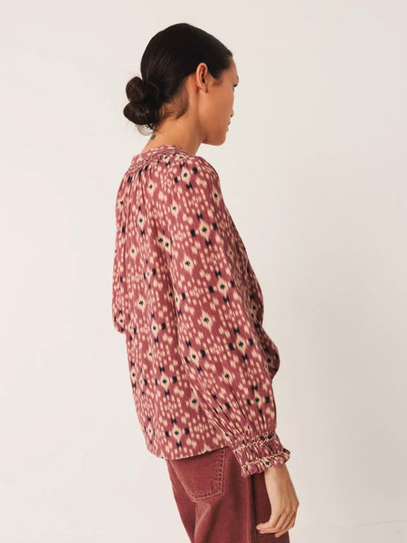Rose Ikat Pleated Blouse by Indi and Cold