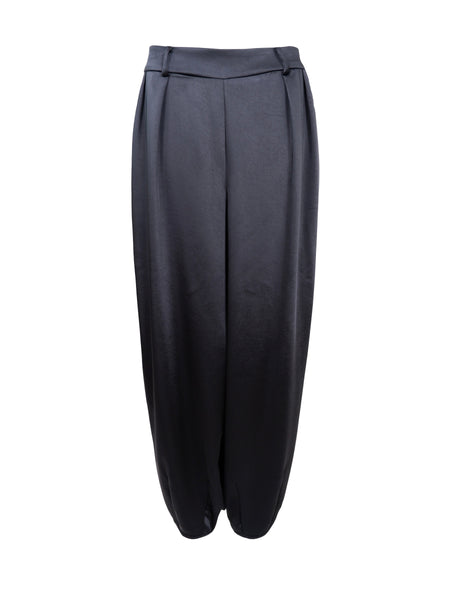Black Satin Balloon Pants By Black Colour