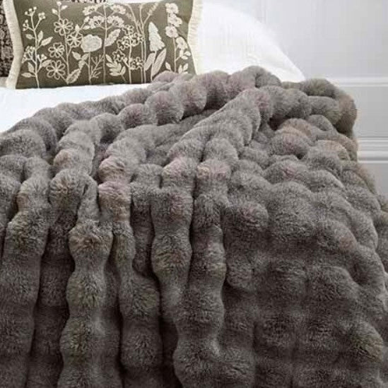 Feather Faux Fur Throw Brown