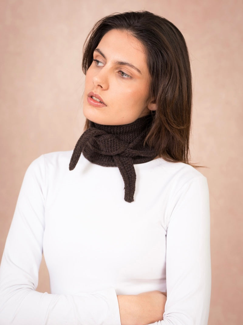 Chocolate Knitted Neck Scarf by Caile