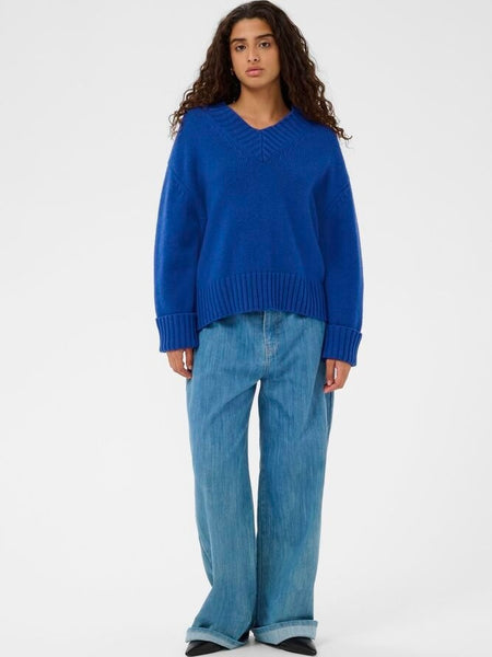 Nouvean Blue V-Neck Pullover By Soaked