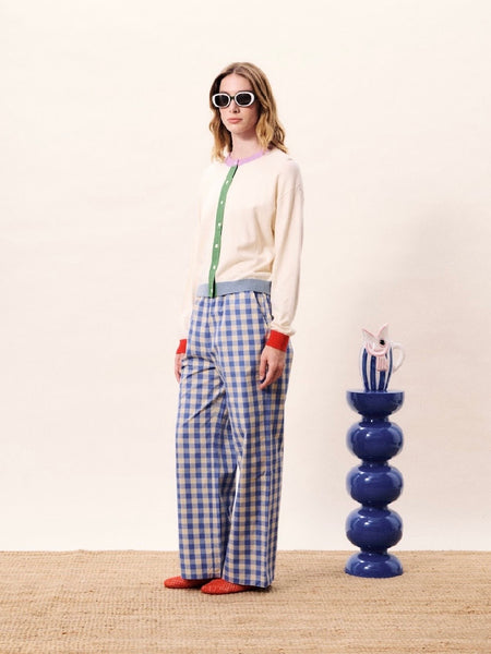 Cream Colour Block Cardigan by Frnch
