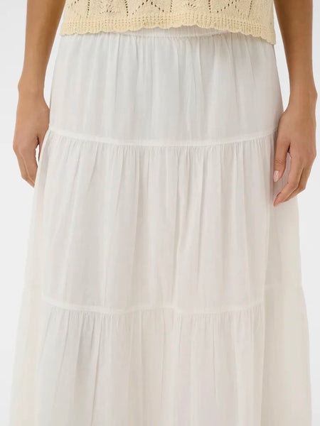 White Cotton Tiered Maxi Skirt By Soaked