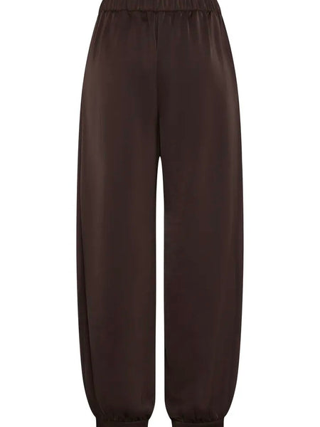Chocolate Satin Balloon Pants By B Young