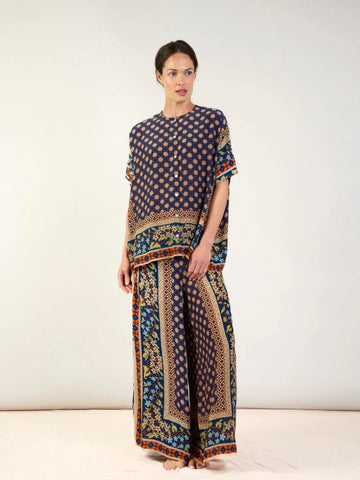 Blue Printed Palazzo Pant by One Hundred Stars