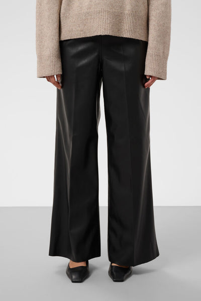 Black Faux Wide Leg Trouser by Soaked