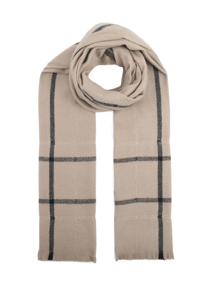 Taupe and Black Check Scarf