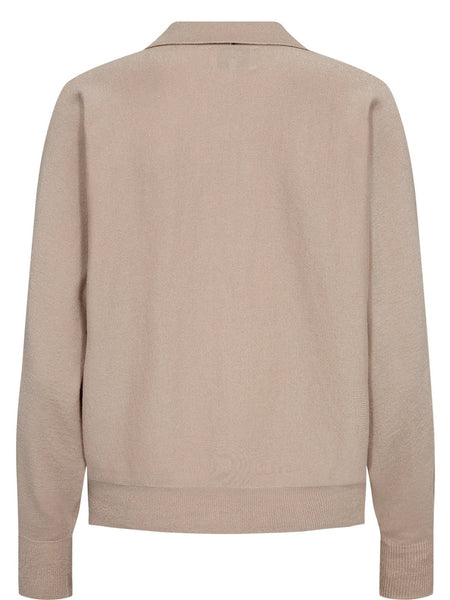 Mushroom Fine Long Sleeve Polo Collar Knit By Nümph