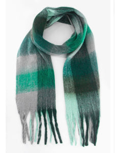 Green Check Tassle Scarf