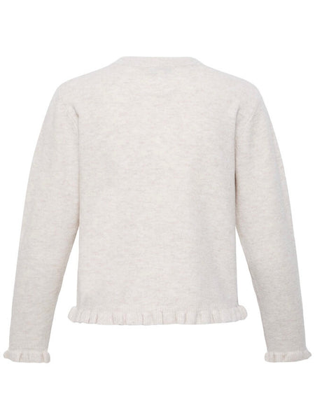 Ecru Frill Front Cardigan by B Young