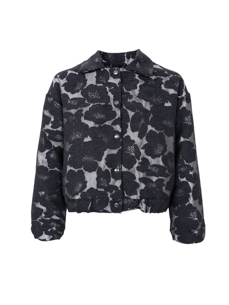 Silver Jacquard Bomber By Black Colour