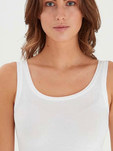 White Longline Jersey Vest by B Young
