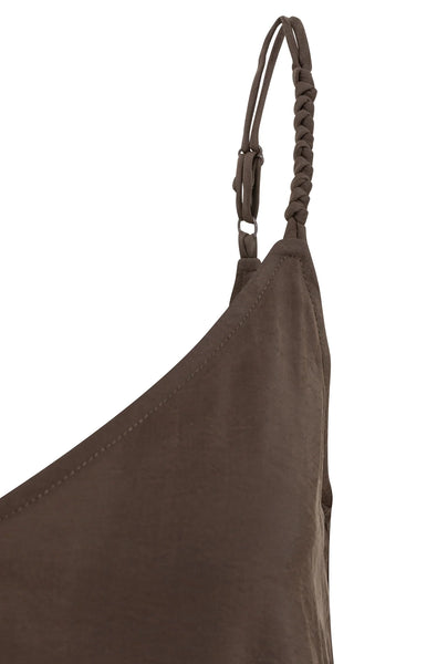 Chocolate Maxi Shoe String Strap Sundress by Yaya