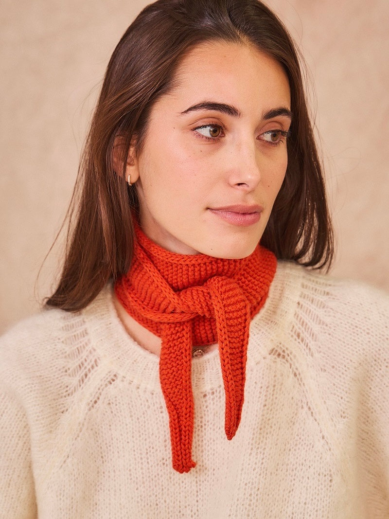 Red Knitted Neck Scarf by Caile
