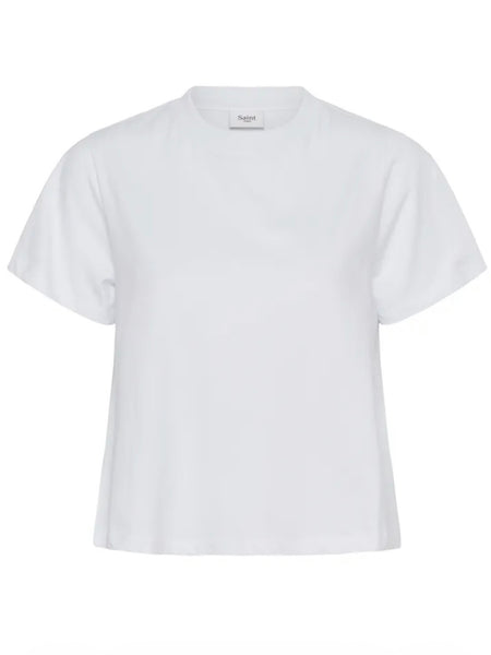 White Organic Cotton Boxy Tee By Saint Tropez