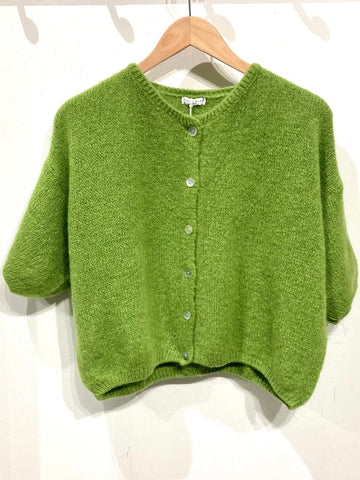 Apple Green Mohair 3/4 Sleeve Cardigan