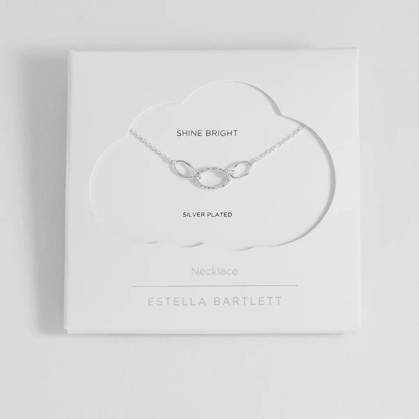 Silver Oval Link CZ Chain Necklace