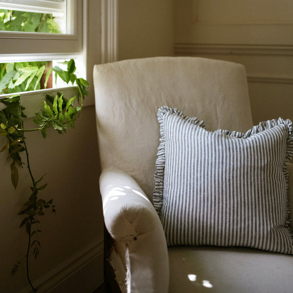 Washed Stripe Linen Cushion 40x40cm