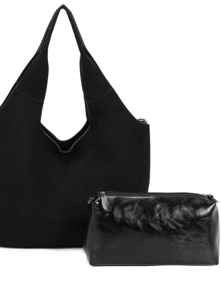 Black Suede Tote Bag