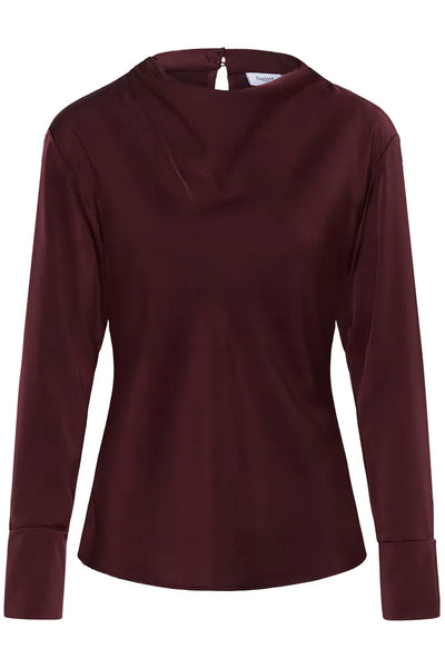 Burgundy Cowl Neck Satin Top By Saint Tropez