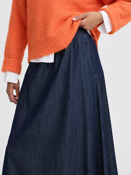 Indigo Denim Maxi Skirt by B.Young