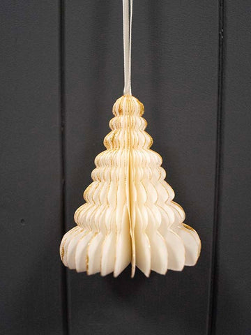 Cream Hanging Handmade Tree Paper Decoration 8cm