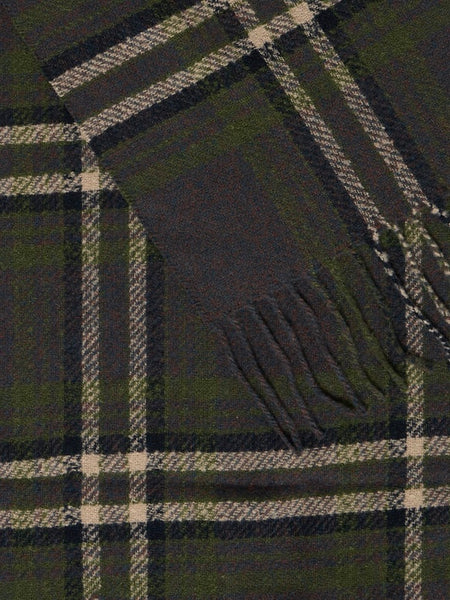Moss Green and Chocolate Check Scarf by B Young