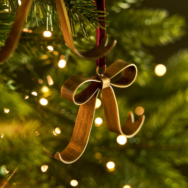 Steel Christmas Bow With Antique Brass Finish