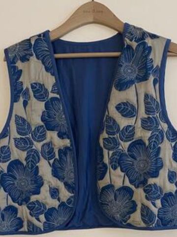 Blue Flower Satin Gilet by Ese O Ese