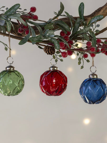 Red Glass Diamond Cut Bauble