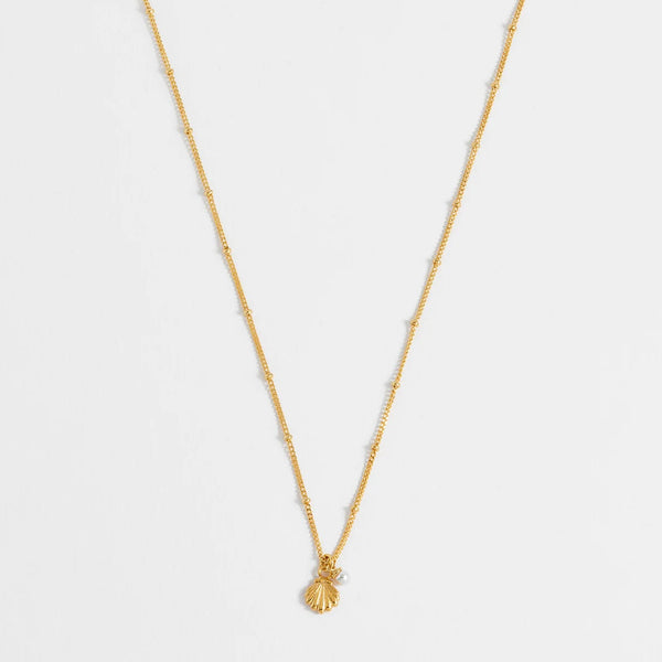 Gold Seashell and Pearl Necklace by Estella Bartlett