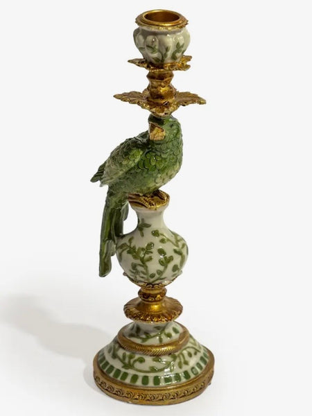 Green Ornate Parrot Candle Holder