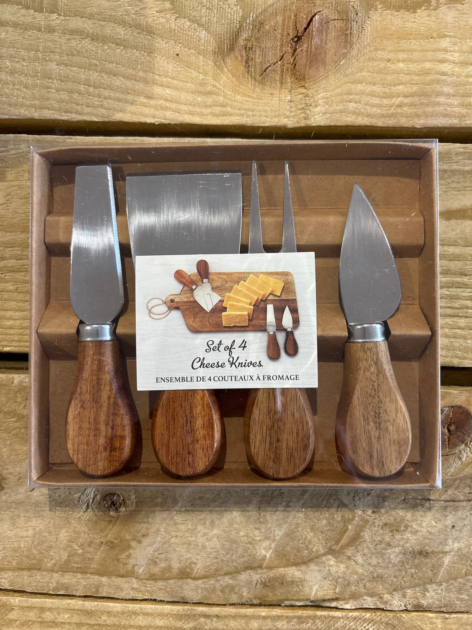 Set Of 4 Wooden Cheese Knife Set