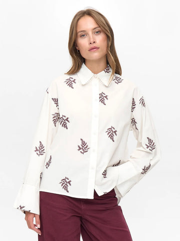 Burgundy Embroidered Triple Cuff Shirt by Nümph