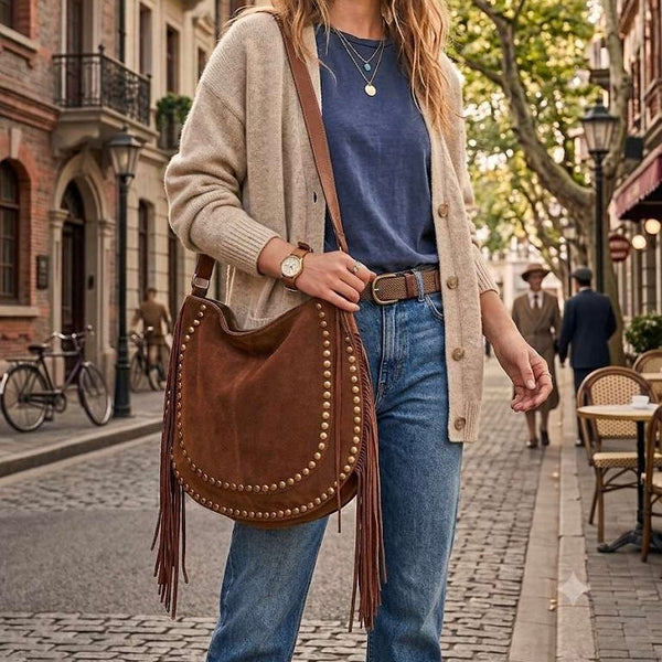 Tan Leather Fringe Bag