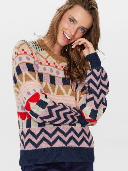 Pattern Mix Knit Pullover by Numph