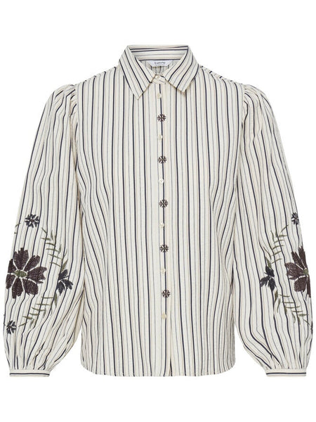 Chocolate Stripe Embroidery Blouse by B Young
