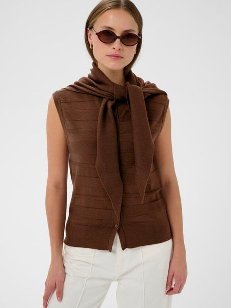 Cappuccino Sleeveless Tank With Scarf By Soaked