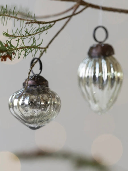 Mini Mixed Shape Antique Silver Baubles (Bag of 10)