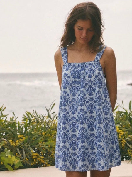 Blue Batik Print Cotton Sundress by Lovie and Co