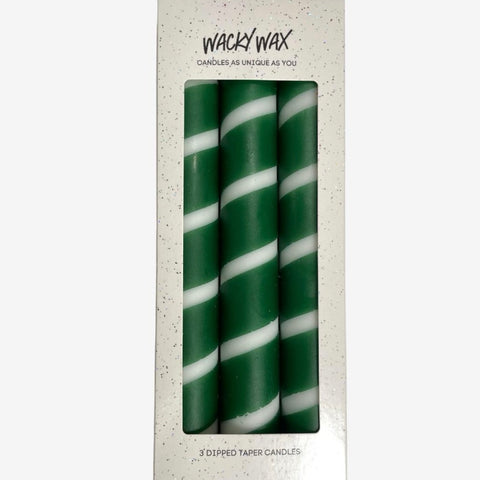 Green Spiral Taper Candle Box of 3
