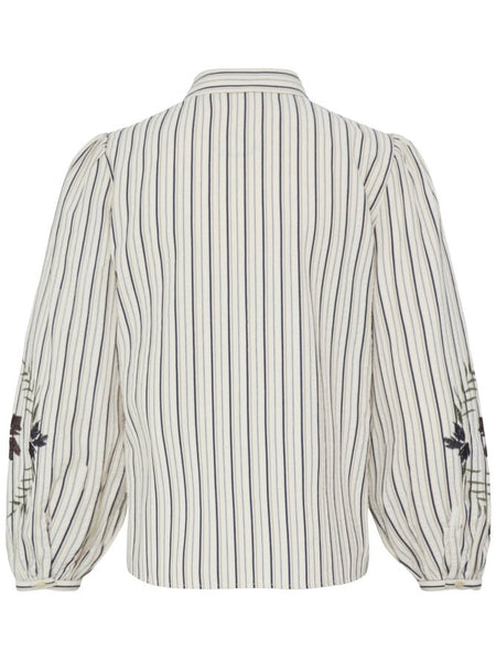Chocolate Stripe Embroidery Blouse by B Young