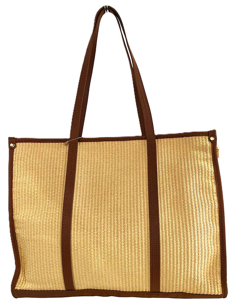 Woven Cream And Tan Tote
