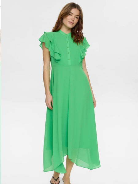 Vibrant Green Ruffle Sleeve Dress by Numph