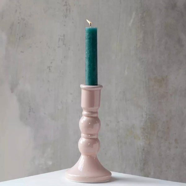 Blush Candle Holder Crackle Large